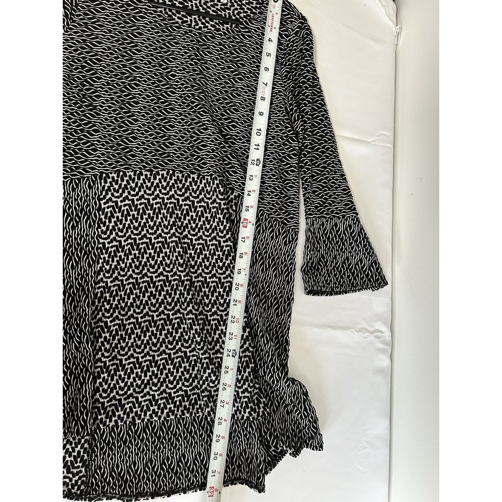 HABITAT Asymetrical Tee Top Women Size S Textured Print Tunic Boho Relaxed Long - Picture 8 of 9